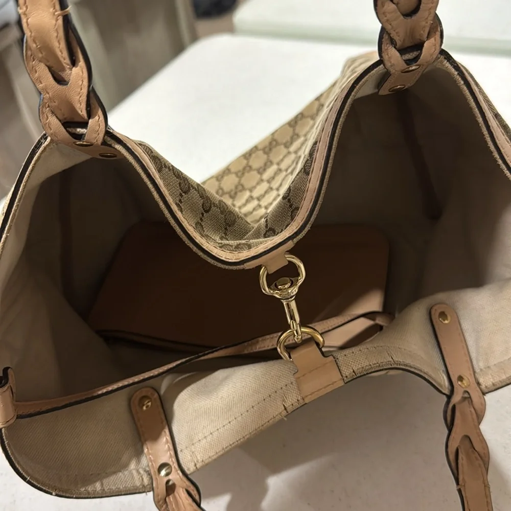Gucci Beige GG Monogram Large Tote Bag Authentic - Picture 13 of 16